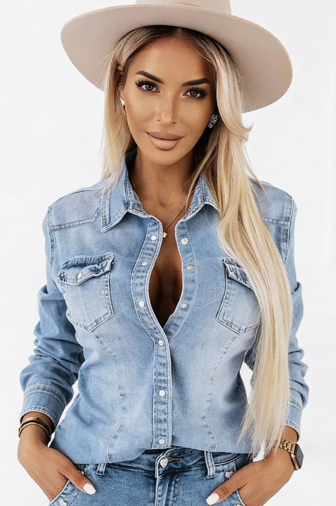 Γυναικείο πουκάμισο TOLMERSA, Χρώμα: μπλε, IVET.EU - Εκπτώσεις έως -80%