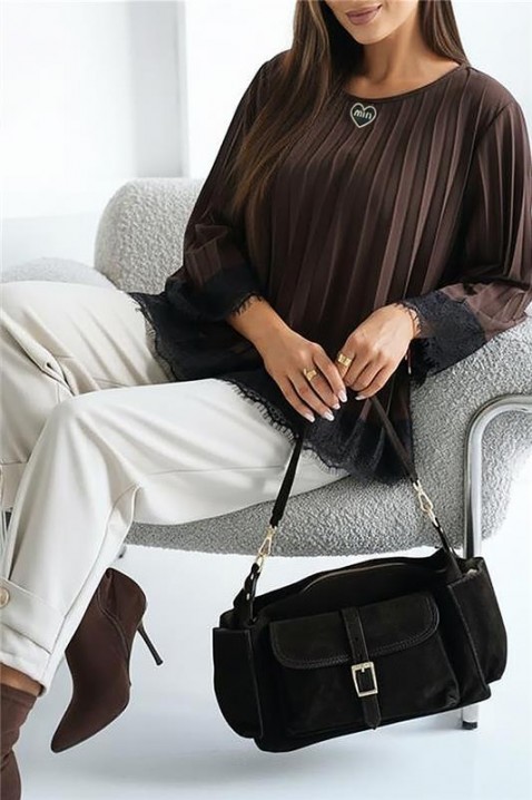 Γυναικεία μπλούζα VLANDENA BROWN, Χρώμα: καφέ, IVET.EU - Εκπτώσεις έως -80%