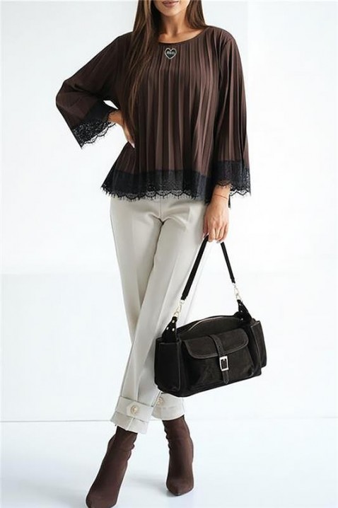 Γυναικεία μπλούζα VLANDENA BROWN, Χρώμα: καφέ, IVET.EU - Εκπτώσεις έως -80%