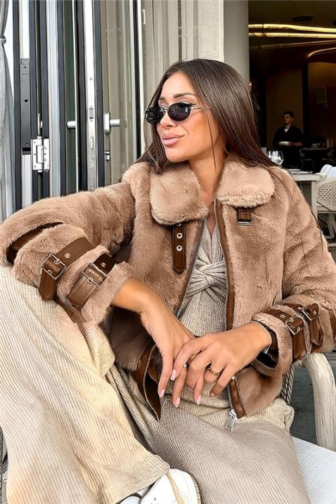 Μπουφάν SPORTILFA, Χρώμα: μπεζ, IVET.EU - Εκπτώσεις έως -80%