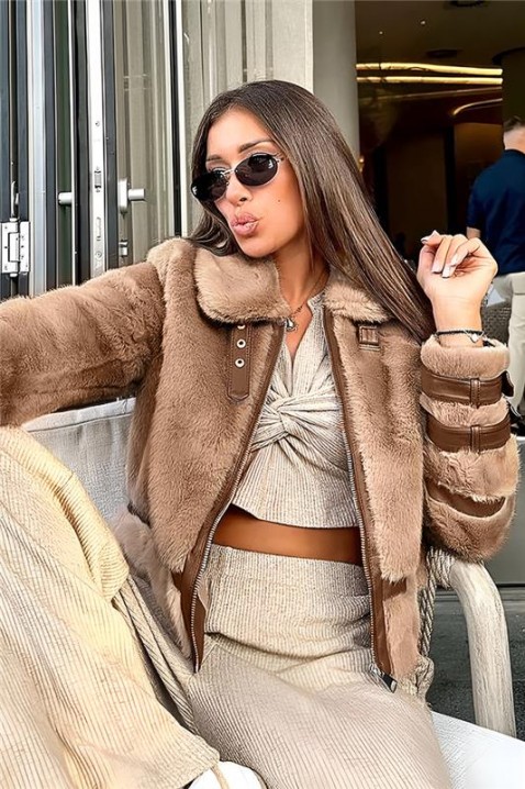 Μπουφάν SPORTILFA, Χρώμα: μπεζ, IVET.EU - Εκπτώσεις έως -80%