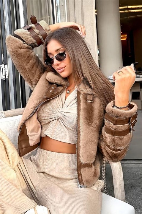 Μπουφάν SPORTILFA, Χρώμα: μπεζ, IVET.EU - Εκπτώσεις έως -80%