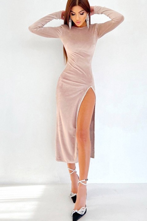 Φόρεμα TEIONELA BEIGE, Χρώμα: μπεζ, IVET.EU - Εκπτώσεις έως -80%