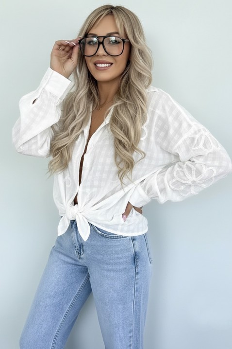 Γυναικείο πουκάμισο RENISIA WHITE, Χρώμα: άσπρο, IVET.EU - Εκπτώσεις έως -80%