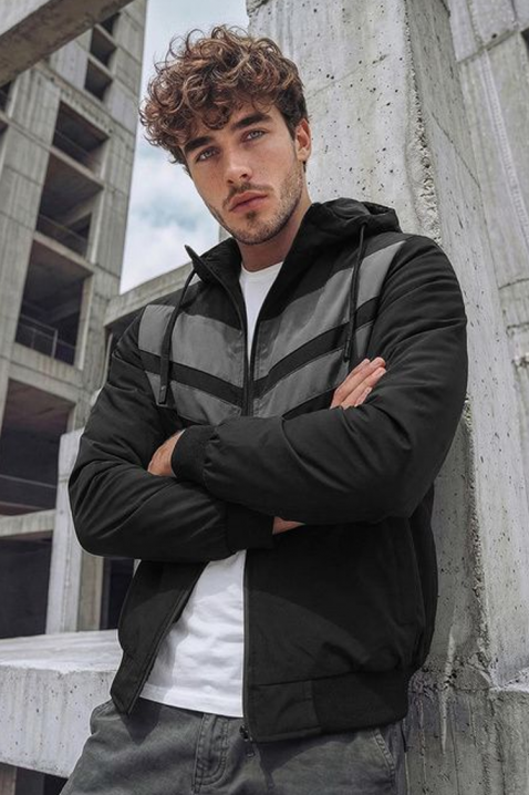 Ανδρικό μπουφάν ELISIO BLACK, Χρώμα: μαύρο, IVET.EU - Εκπτώσεις έως -80%
