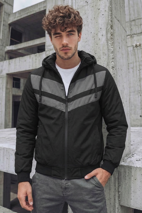 Ανδρικό μπουφάν ELISIO BLACK, Χρώμα: μαύρο, IVET.EU - Εκπτώσεις έως -80%