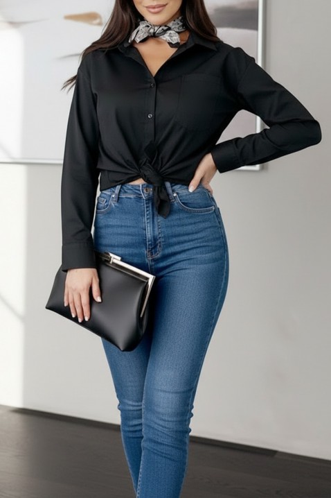 Γυναικείο πουκάμισο ZARLONA BLACK, Χρώμα: μαύρο, IVET.EU - Εκπτώσεις έως -80%