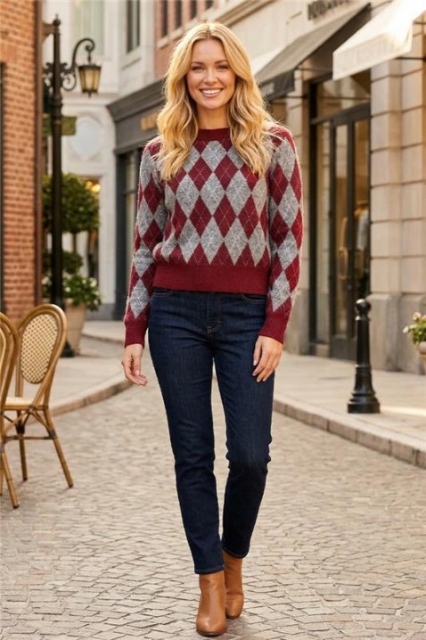 Πουλόβερ KELZORNA RED, Χρώμα: κόκκινο, IVET.EU - Εκπτώσεις έως -80%