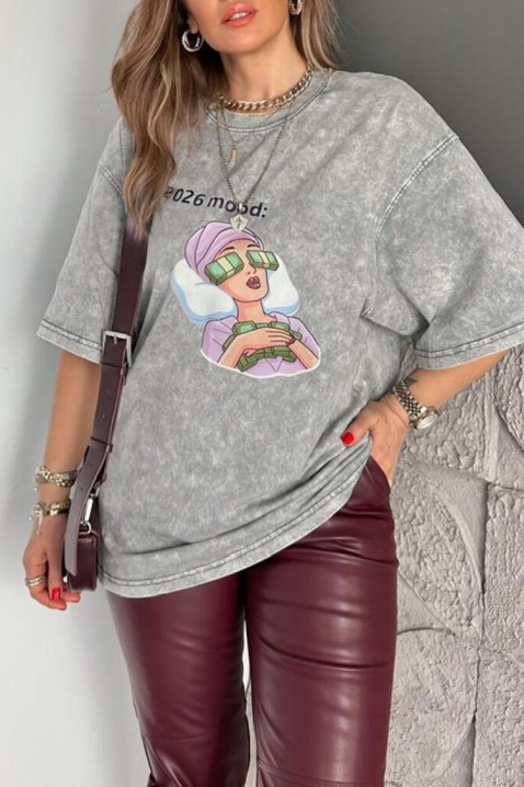 Κοντομάνικο μπλουζάκι OVELANZA GREY, Χρώμα: γκρι, IVET.EU - Εκπτώσεις έως -80%