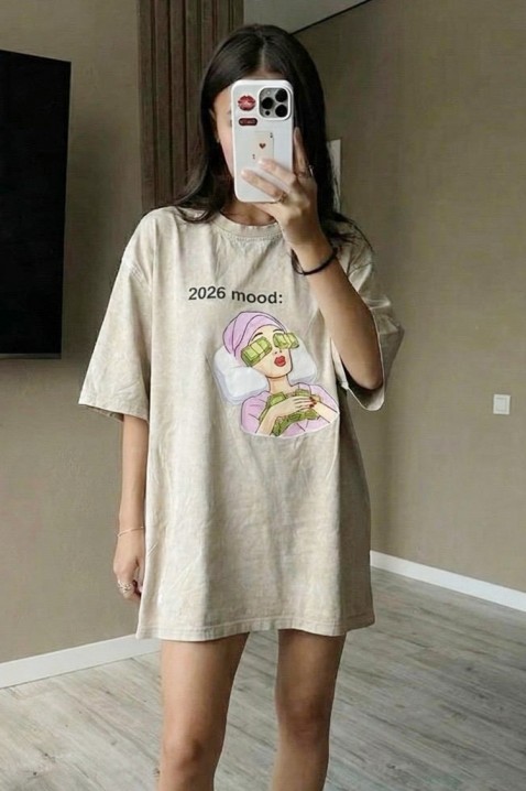 Κοντομάνικο μπλουζάκι OVELANZA BEIGE, Χρώμα: μπεζ, IVET.EU - Εκπτώσεις έως -80%