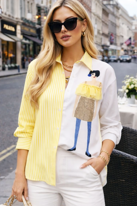 Γυναικείο πουκάμισο GERLANZA YELLOW, Χρώμα: κίτρινο, IVET.EU - Εκπτώσεις έως -80%