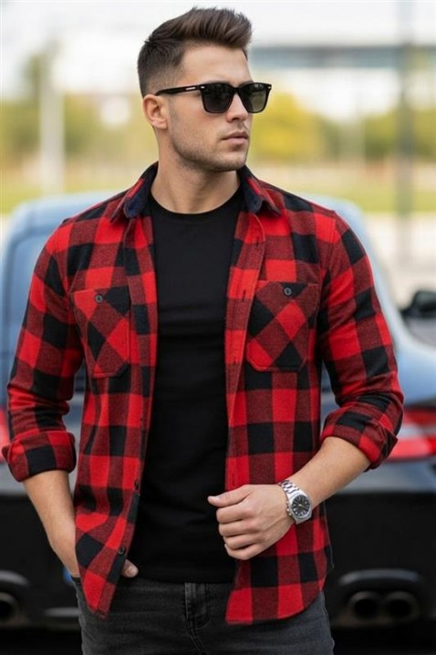 Ανδρικό πουκάμισο TORELSO RED, Χρώμα: κόκκινο, IVET.EU - Εκπτώσεις έως -80%