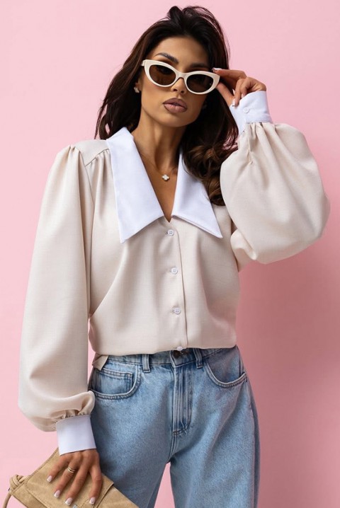 Γυναικείο πουκάμισο KESINA ECRU, Χρώμα: εκρού, IVET.EU - Εκπτώσεις έως -80%