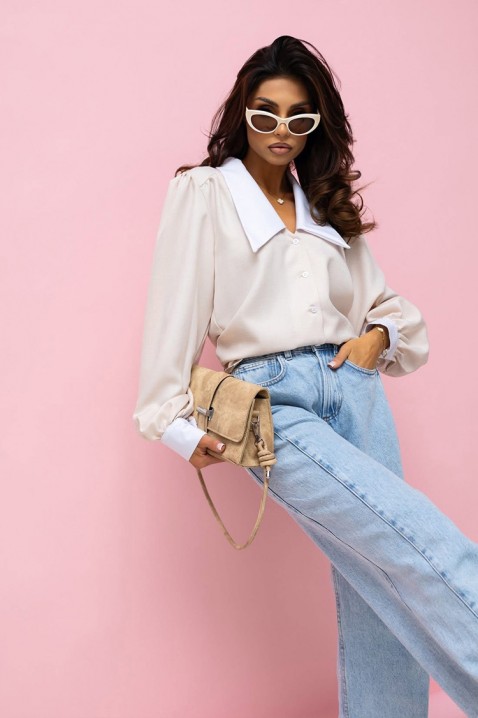 Γυναικείο πουκάμισο KESINA ECRU, Χρώμα: εκρού, IVET.EU - Εκπτώσεις έως -80%