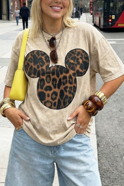 Κοντομάνικο μπλουζάκι MIKOLZA, Χρώμα: μπεζ, IVET.EU - Εκπτώσεις έως -80%