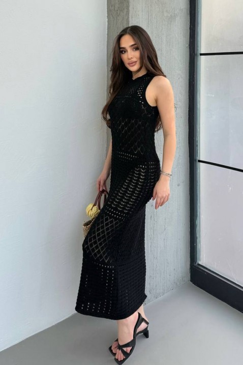 Πλεκτό αμάνικο φόρεμα παραλίας SOLMIRA BLACK, Χρώμα: μαύρο, IVET.EU - Εκπτώσεις έως -80%