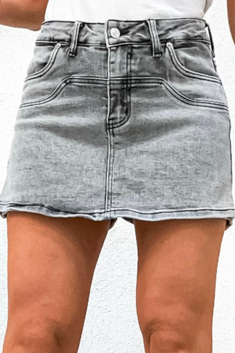 Φούστα-σορτσάκι σε μοντέρνο γκρι denim SIVALZA, Χρώμα: γκρι, IVET.EU - Εκπτώσεις έως -80%