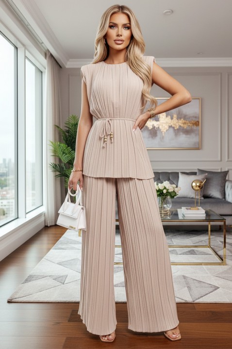 Αέρινο γυναικείο σύνολο KASIANA BEIGE, Χρώμα: μπεζ, IVET.EU - Εκπτώσεις έως -80%