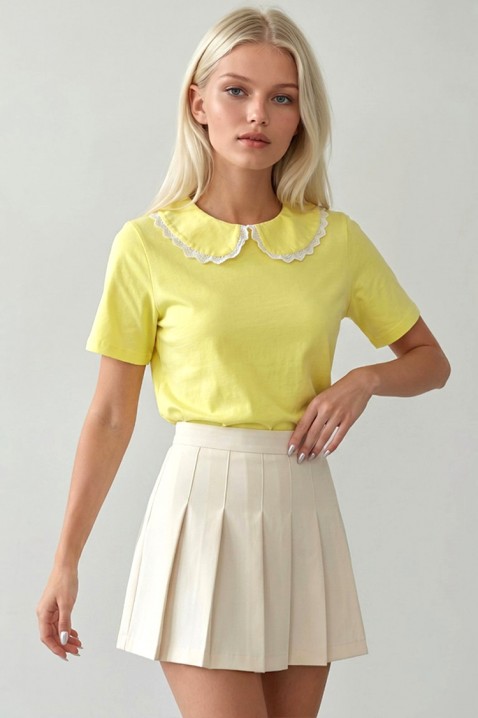 Γυναικεία μπλούζα με διακοσμητικό γιακά ZAREMORA YELLOW, Χρώμα: κίτρινο, IVET.EU - Εκπτώσεις έως -80%