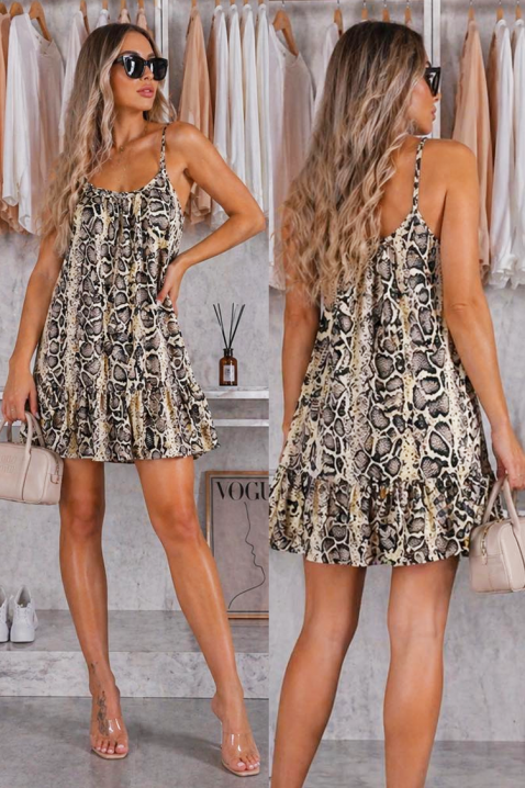 Κοντό φόρεμα με μοντέρνο animal print LORTINRA, Χρώμα: χρωματιστό, IVET.EU - Εκπτώσεις έως -80%