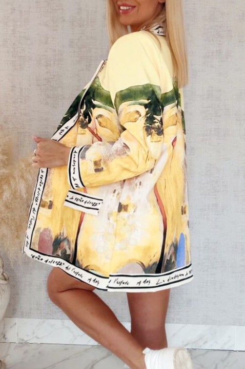 Γυναικείο oversized σακάκι με πολύχρωμο art print AFRISIMA YELLOW, Χρώμα: χρωματιστό, IVET.EU - Εκπτώσεις έως -80%