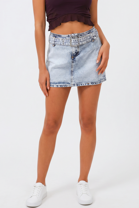 Κοντή τζιν φούστα με ζώνη CARETA, Χρώμα: denim, IVET.EU - Εκπτώσεις έως -80%