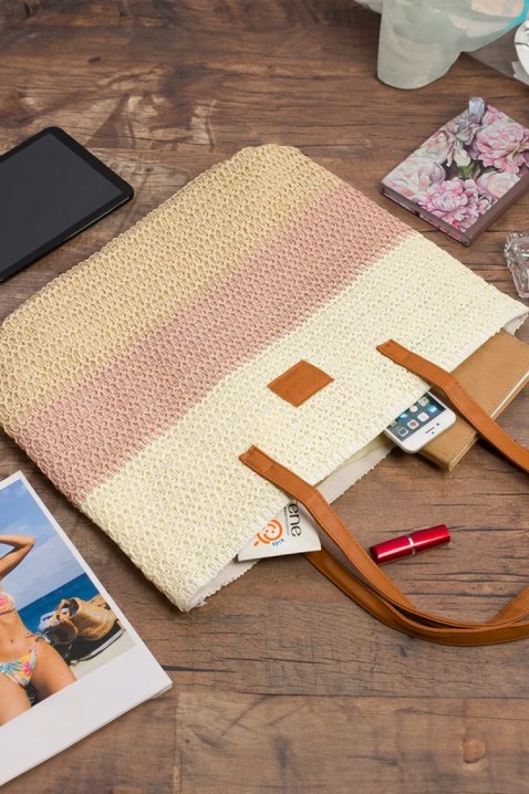 Πλεκτή γυναικεία τσάντα σε απαλή απόχρωση VELEANA, Χρώμα: χρωματιστό, IVET.EU - Εκπτώσεις έως -80%