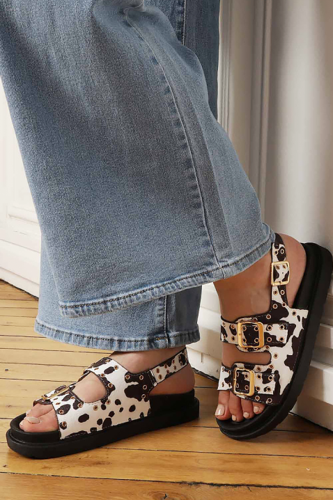 Γυναικεία σανδάλια με animal print και λουράκια JACKLINA, Χρώμα: μαύρο, IVET.EU - Εκπτώσεις έως -80%