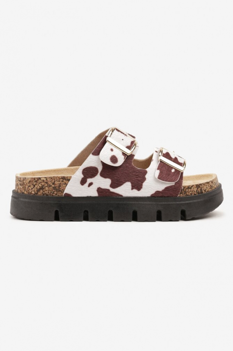 Γυναικείες παντόφλες με animal print και σταθερή πλατφόρμα IVOMIRA, Χρώμα: καφέ, IVET.EU - Εκπτώσεις έως -80%