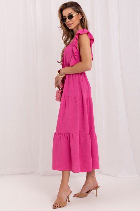 Μίντι φόρεμα με βολάν και άνετη σιλουέτα VILARENA FUCHSIA, Χρώμα: φούξια, IVET.EU - Εκπτώσεις έως -80%