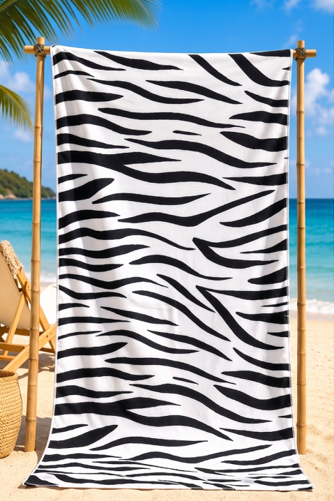Πετσέτα θαλάσσης με animal print ADELIANA 100×180 cm, Χρώμα: μαύρο και άσπρο, IVET.EU - Εκπτώσεις έως -80%
