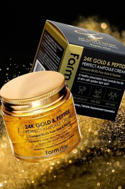 FarmStay 24K Gold & Peptide Perfect Ampoule Cream 80 mlIVET.EU - Εκπτώσεις έως -80%