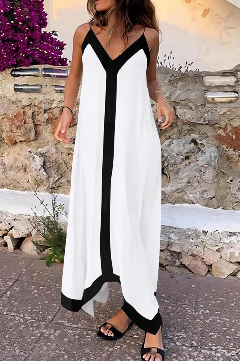 Άνετο μάξι φόρεμα με αντίθετη τρέσα HRISIENA, Χρώμα: άσπρο, IVET.EU - Εκπτώσεις έως -80%
