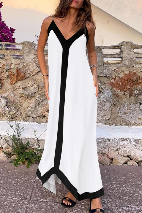 Άνετο μάξι φόρεμα με αντίθετη τρέσα HRISIENA, Χρώμα: άσπρο, IVET.EU - Εκπτώσεις έως -80%