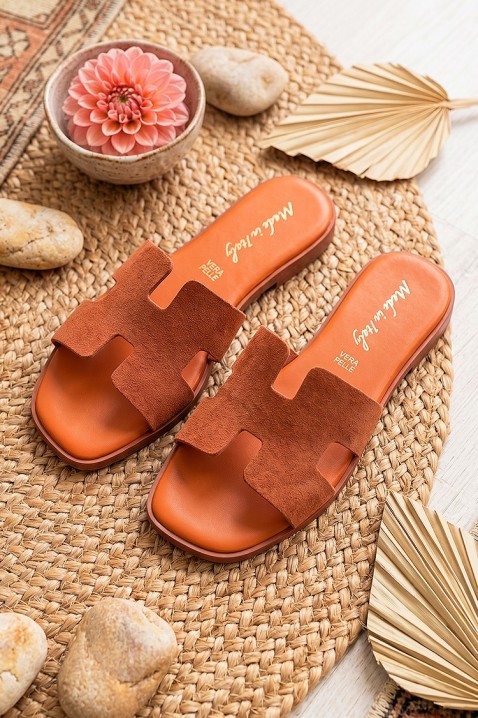 Χαμηλά γυναικεία παντόφλες με σουέτ JERADA ORANGE, Χρώμα: πορτοκαλί, IVET.EU - Εκπτώσεις έως -80%