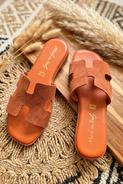 Χαμηλά γυναικεία παντόφλες με σουέτ JERADA ORANGE, Χρώμα: πορτοκαλί, IVET.EU - Εκπτώσεις έως -80%