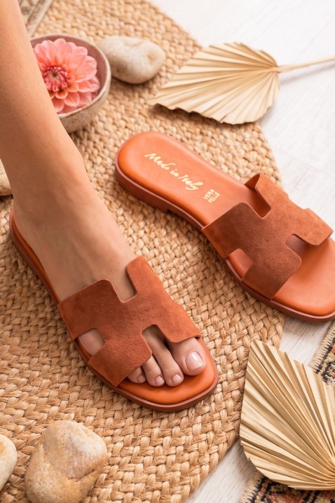 Χαμηλά γυναικεία παντόφλες με σουέτ JERADA ORANGE, Χρώμα: πορτοκαλί, IVET.EU - Εκπτώσεις έως -80%