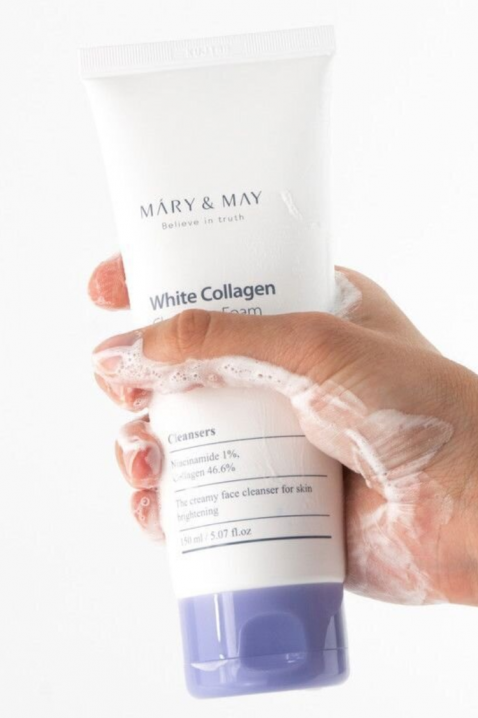 Mary&May White Collagen Cleansing Foam with Collagen and Niacinamide, 150 mlIVET.EU - Εκπτώσεις έως -80%