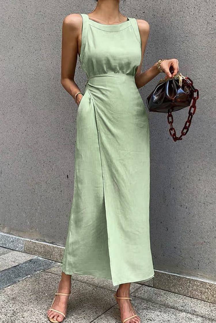 olive green long dress