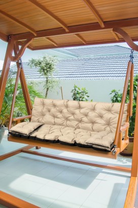 Zahradní lavička 3 v 1 / houpací polštář TREXY BEIGE 100x60x50 cm