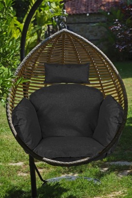 Polštář pro závěsnou zahradní houpačku DENIRY BLACK 112x113 cm