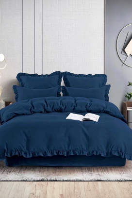 σετ κρεβατοκάμαρας CANVELA NAVY 200x220 cm βαμβακερό - 4 τεμάχια