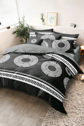 σετ κρεβατοκάμαρας PLOHERA BLACK 200x220 cm βαμβακερό - 4 τεμ.