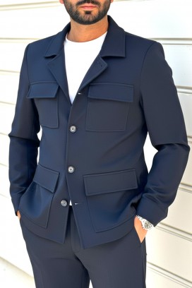 ανδρικό παλτό KARMOLO NAVY