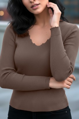 γυναικεία μπλούζα VORNELFA BROWN
