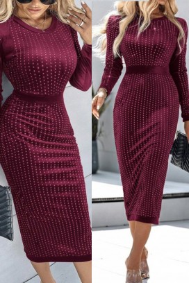 φόρεμα GLAMENZA BORDO