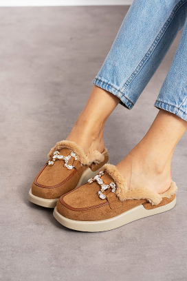 γυναικείες παντόφλες KARMINSA CAMEL