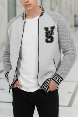 ανδρική ζακέτα KREFOZ GREY