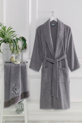 σετ μπουρνούζι και πετσέτα DRONEIFA GREY