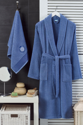 σετ μπουρνούζι και πετσέτα DRONEIFA BLUE